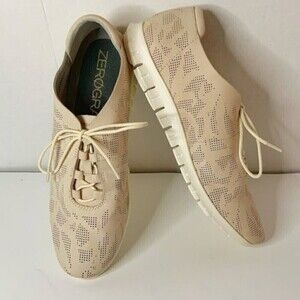 Cole Haan Zero Grand Laser Cut Perforated Leather Lace Up Comfy Sneakers